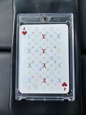 Louis Vuitton White Multicolor Monogram Playing Card - 4 of Hearts